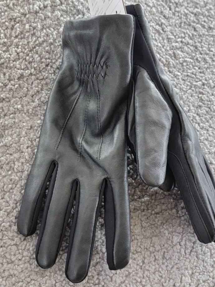 Isotoner Signature Stretch Leather Touchscreen Gloves Women's L/XL Black