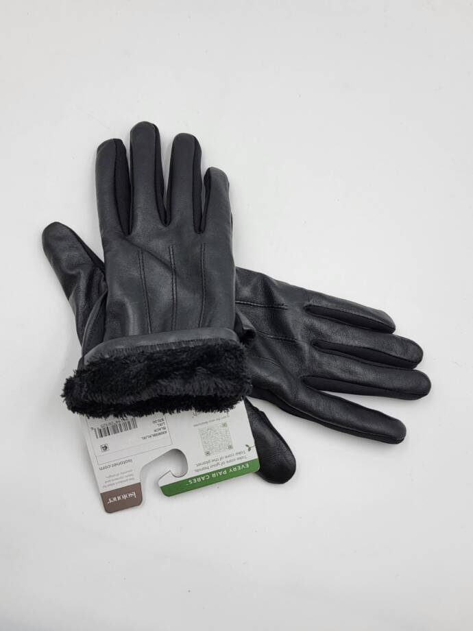Isotoner Signature Stretch Leather Touchscreen Gloves Women's L/XL Black