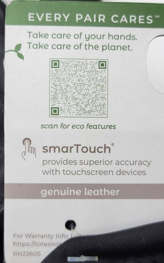Isotoner Signature Stretch Leather Touchscreen Gloves Women's L/XL Black