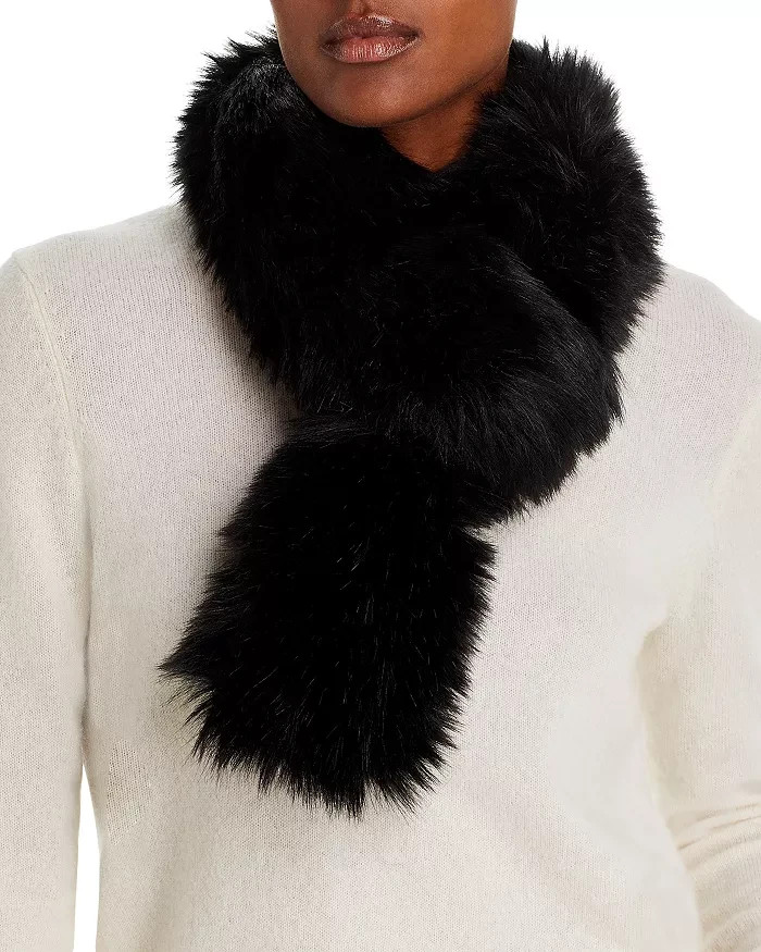 Surell Faux Fur Pull-Through Scarf Women's One Size Black Neck Warmer