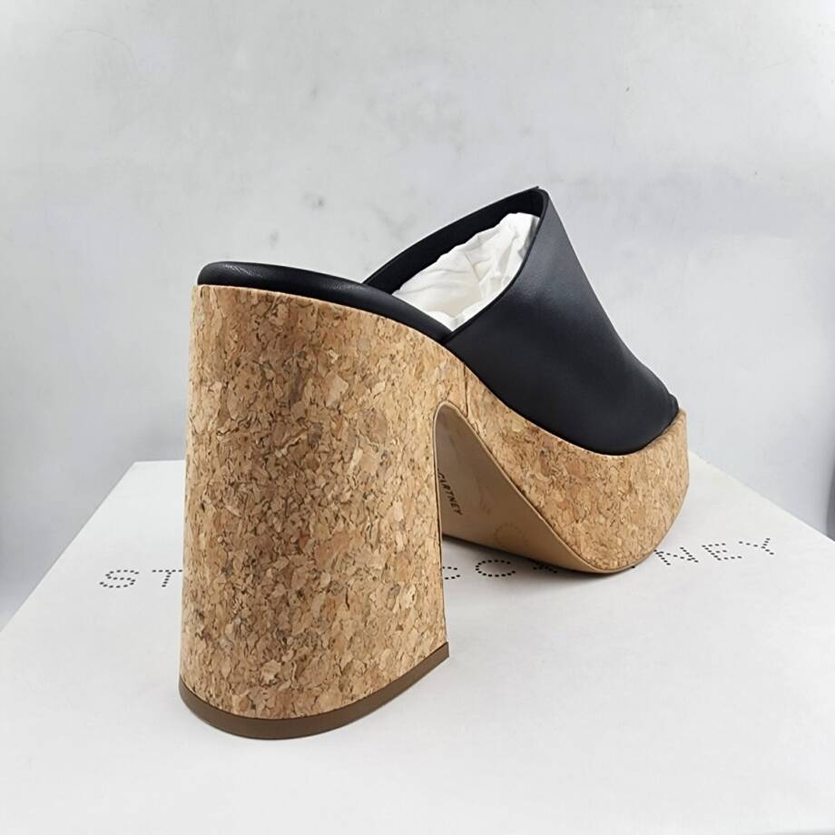 Stella McCartney Skyla Alter Eco Platform Sandals Womens 38.5/8.5US Black SlipOn