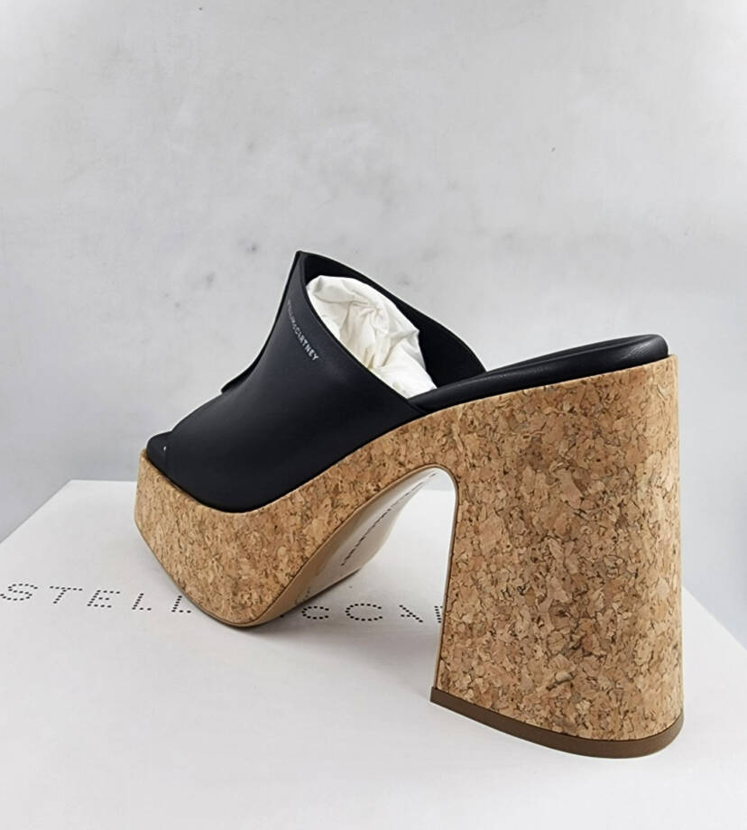 Stella McCartney Skyla Alter Eco Platform Sandals Womens 38.5/8.5US Black SlipOn