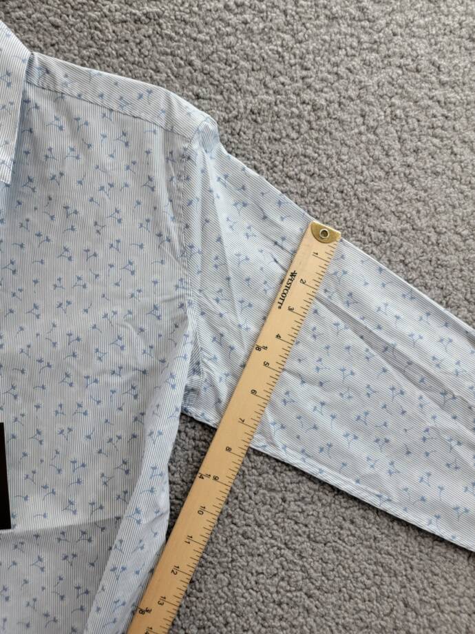 Michael Kors Slim Fit Long Sleeve Button Front Shirt Men's M Chambray Floral