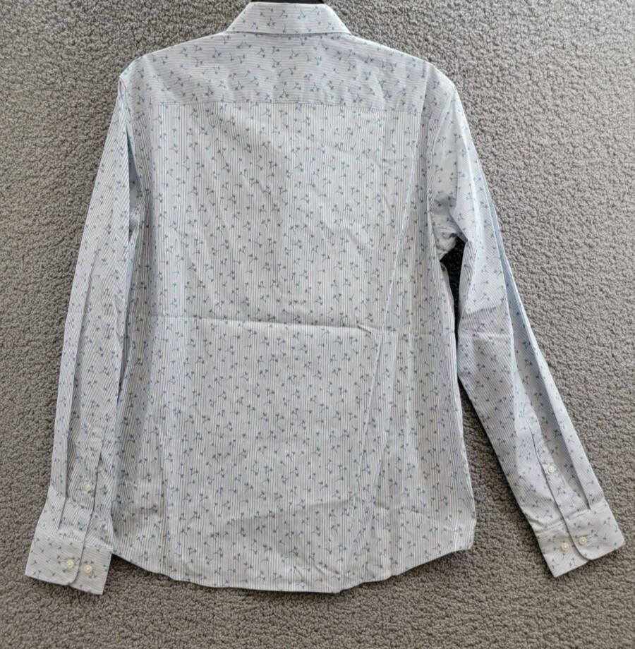 Michael Kors Slim Fit Long Sleeve Button Front Shirt Men's M Chambray Floral