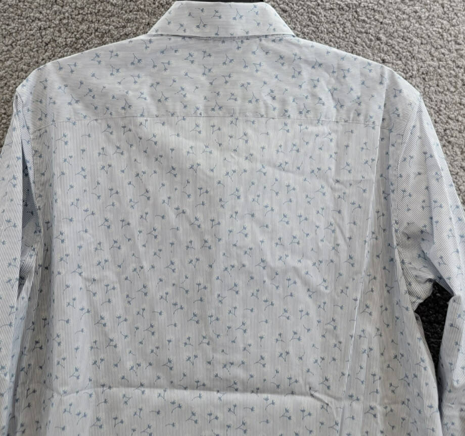 Michael Kors Slim Fit Long Sleeve Button Front Shirt Men's M Chambray Floral