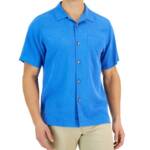 Tommy Bahama Al Fresco Tropics Silk Button Up Shirt Men's S Palace Blue Pocket