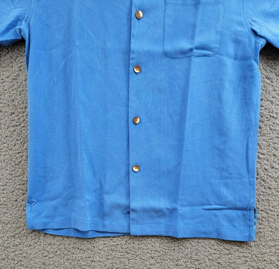Tommy Bahama Al Fresco Tropics Silk Button Up Shirt Men's S Palace Blue Pocket