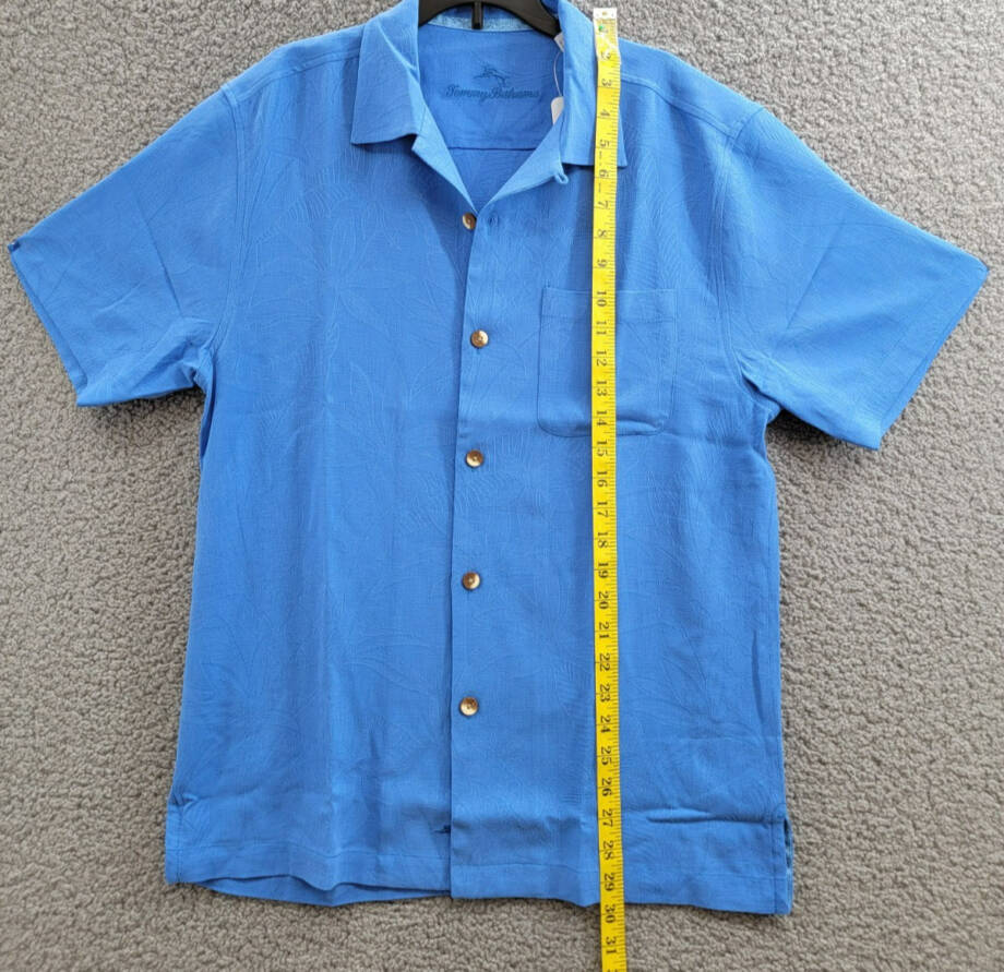 Tommy Bahama Al Fresco Tropics Silk Button Up Shirt Men's S Palace Blue Pocket