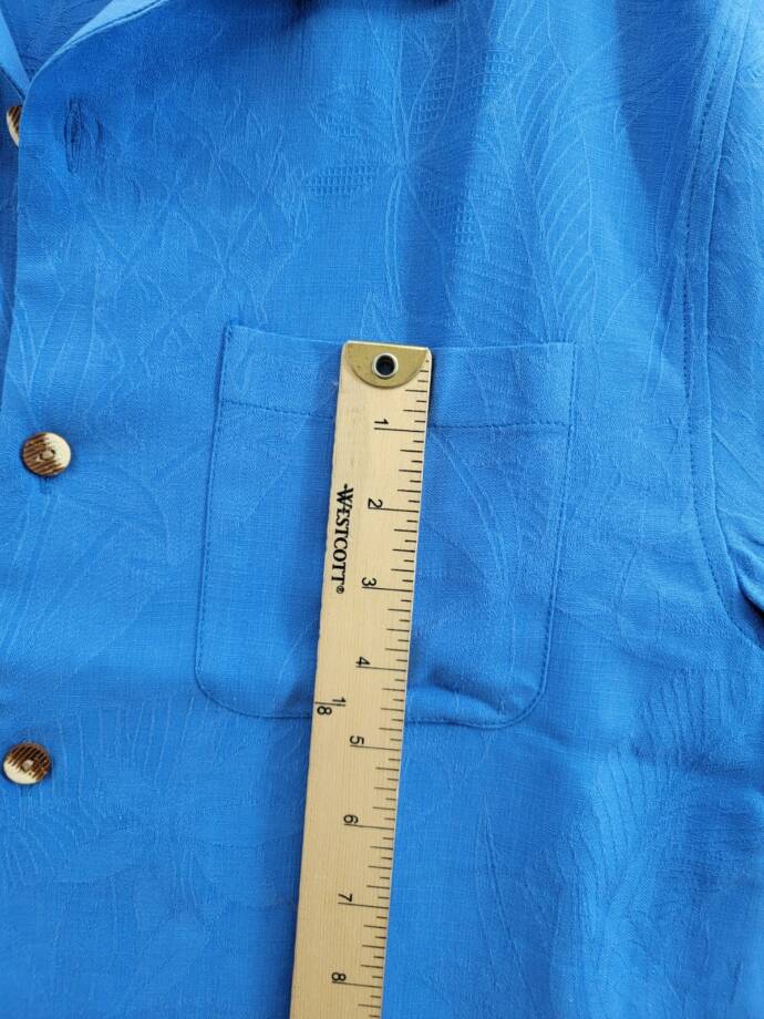 Tommy Bahama Al Fresco Tropics Silk Button Up Shirt Men's S Palace Blue Pocket