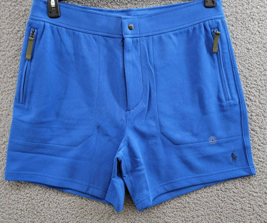 Polo Ralph Lauren 6-Inch Terry Shorts Men's XL Blue Saturn Zipped Pockets Snap