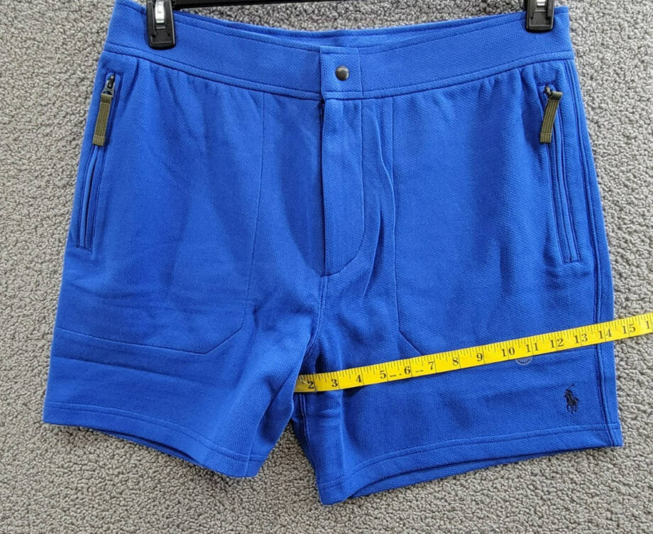 Polo Ralph Lauren 6-Inch Terry Shorts Men's XL Blue Saturn Zipped Pockets Snap