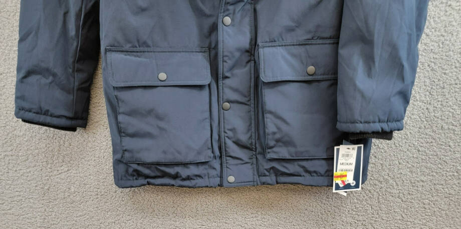 Club Room Parka Faux Fur-Hood Jacket Men's M Navy Pockets Long Sleeve Snap Zip