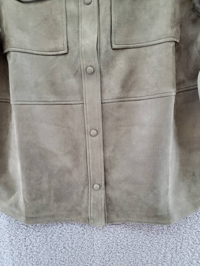 Calvin Klein Long Sleeve Overshirt Jacket Women's XL Dark Olive Point Collar
