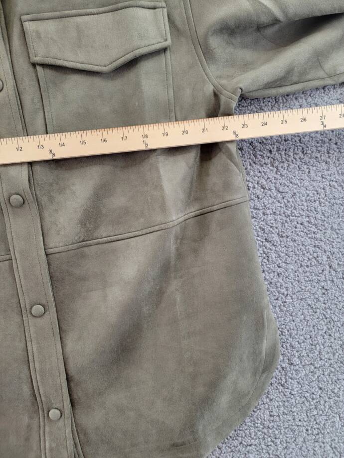 Calvin Klein Long Sleeve Overshirt Jacket Women's XL Dark Olive Point Collar