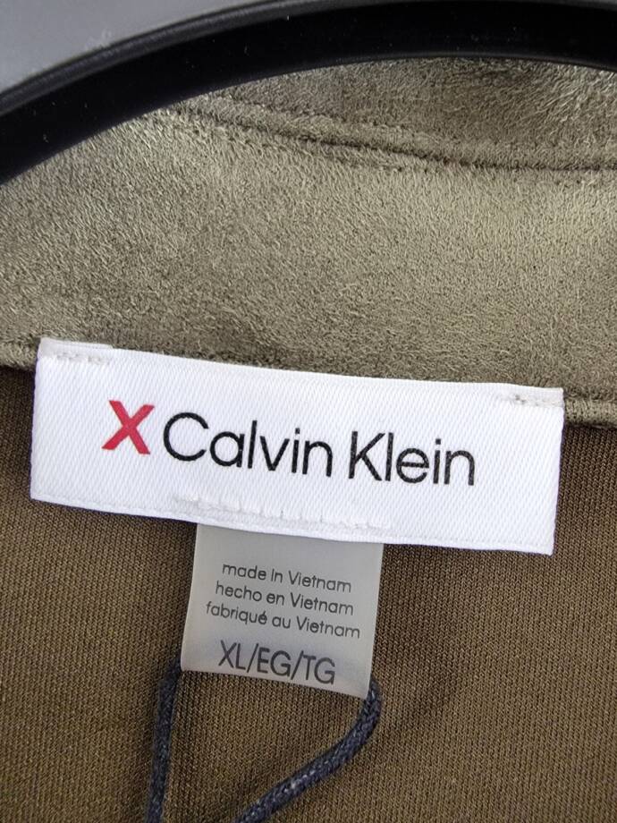 Calvin Klein Long Sleeve Overshirt Jacket Women's XL Dark Olive Point Collar