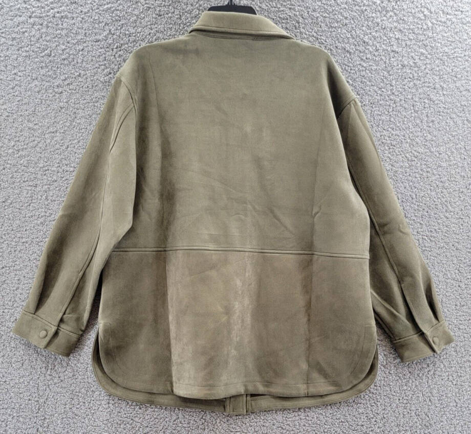 Calvin Klein Long Sleeve Overshirt Jacket Women's XL Dark Olive Point Collar