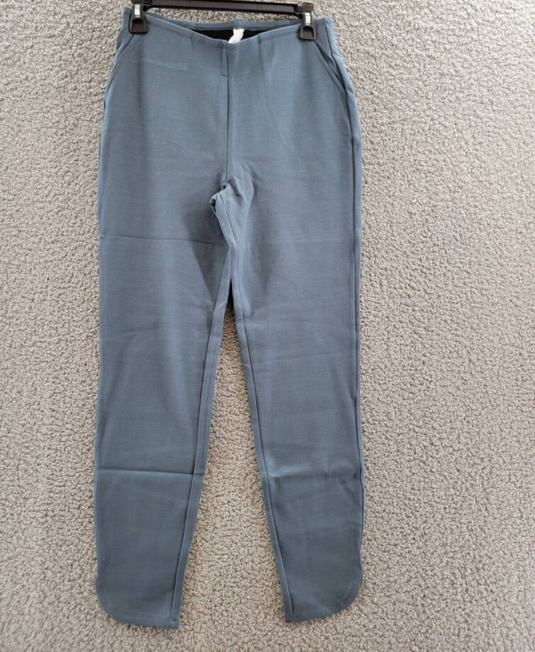 &BASICS Tulip Hem Pocket Skinny Pants Women's S Dark Slate Side Pockets Pull On~