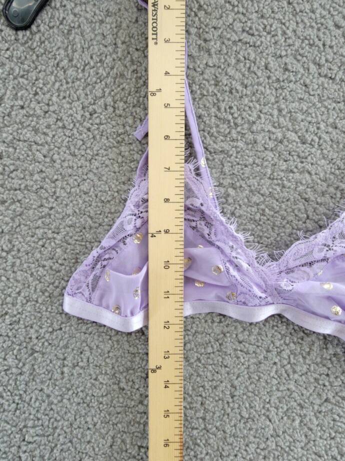 GLITTER 2 Piece Bralette and Short Lingerie Set Women's L Lavender Lace Trim