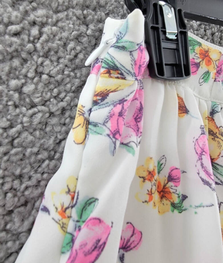 WAYF Sienna Tiered Long Maxi Skirt Women's S Ivory Floral Slit Side Zip Closure