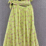 WAYF Darlin One Shoulder Maxi Dress Women's S Lemon Ditsy Midriff Cutout Lined