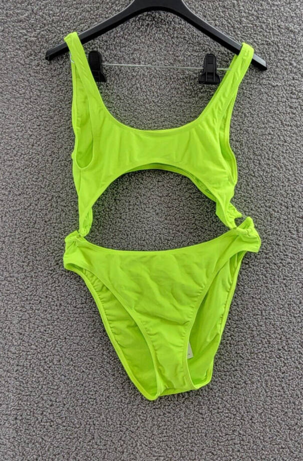 Good American Cutout Monokini Swimsuit Women's 3 Electric Lime Pull On Style