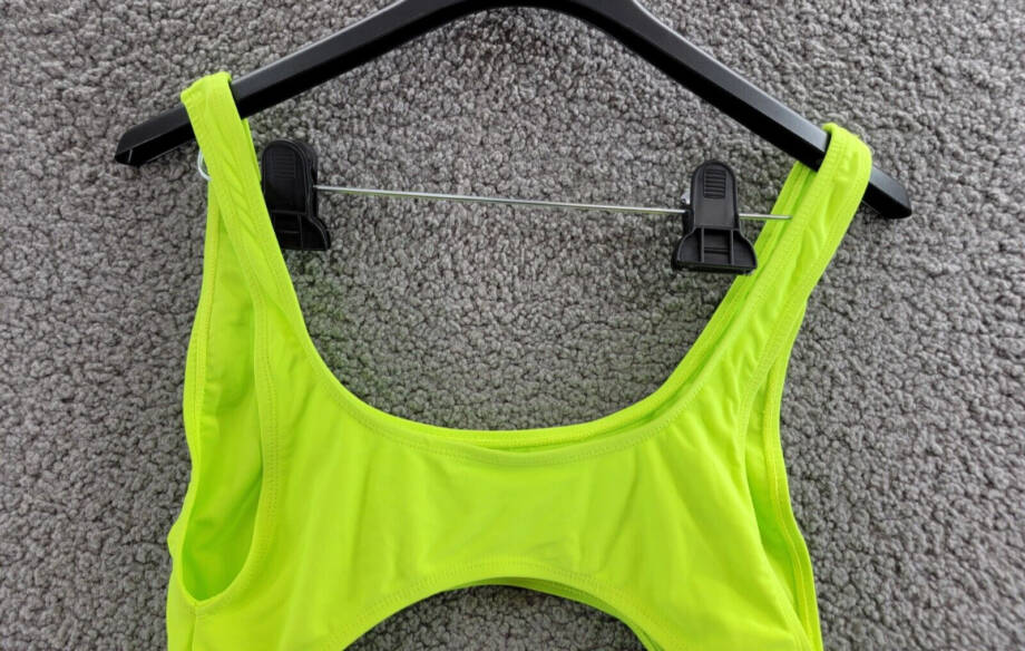 Good American Cutout Monokini Swimsuit Women's 3 Electric Lime Pull On Style