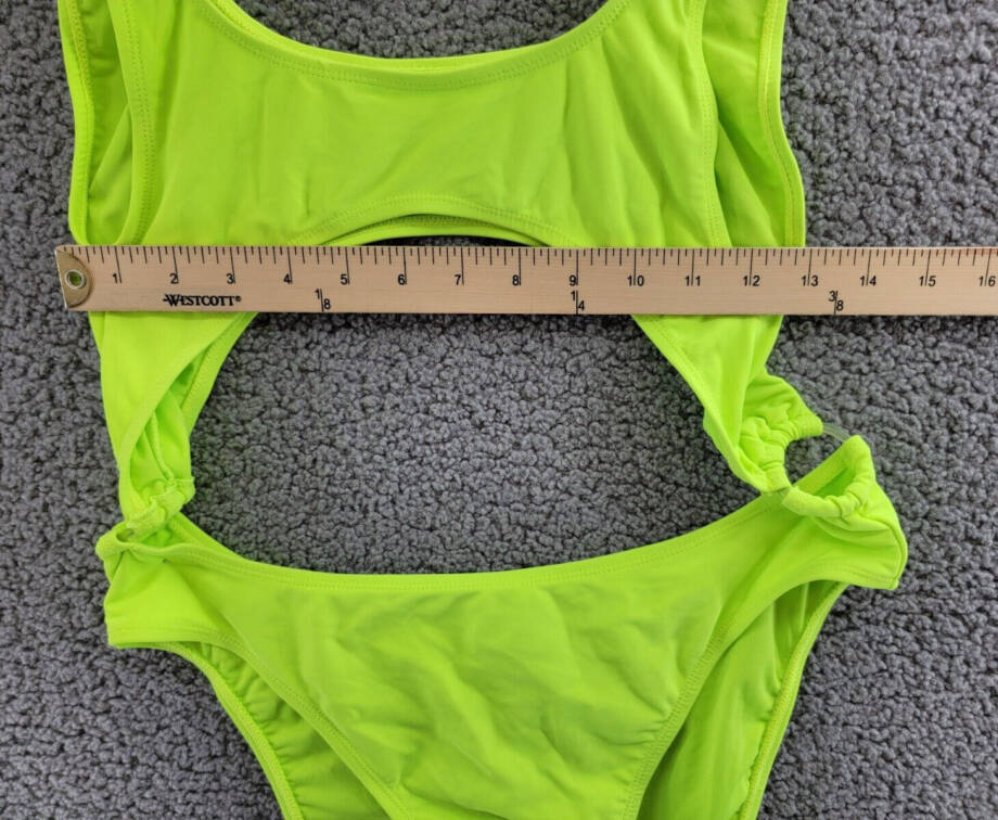 Good American Cutout Monokini Swimsuit Women's 3 Electric Lime Pull On Style