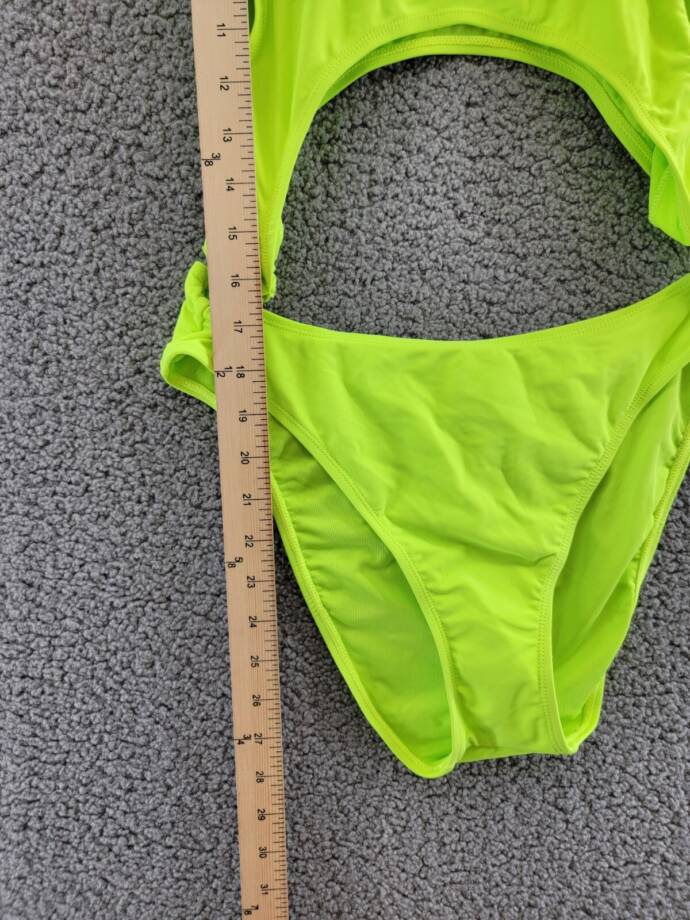 Good American Cutout Monokini Swimsuit Women's 3 Electric Lime Pull On Style