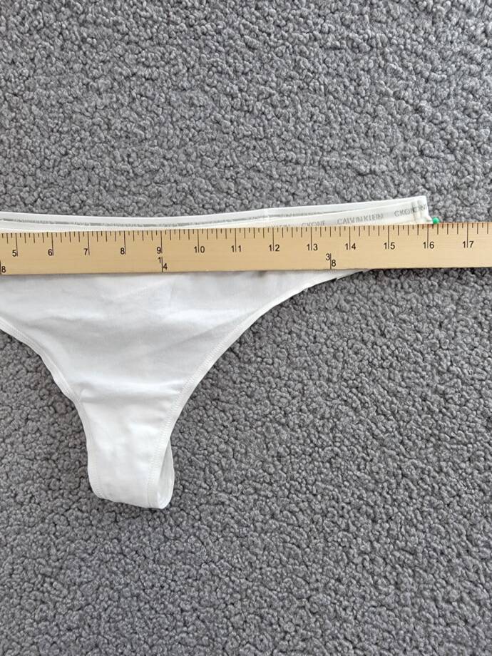 Calvin Klein CK One Singles Thong Underwear Women's L White Logo Elastic Waist