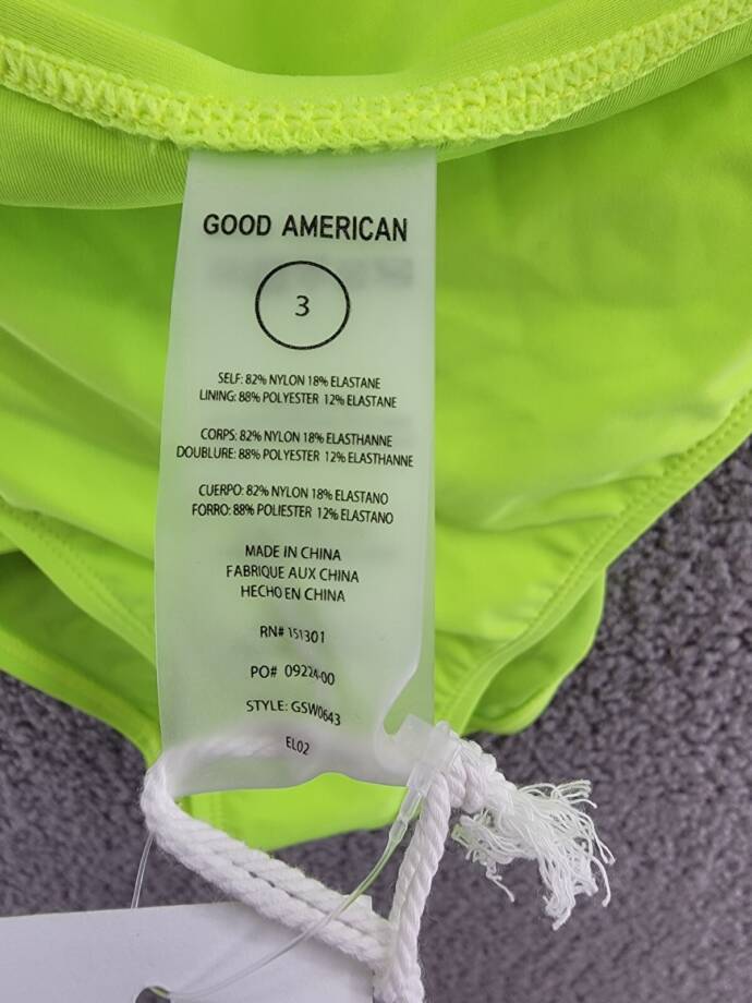 Good American Cutout Monokini Swimsuit Women's 3 Electric Lime Pull On Style