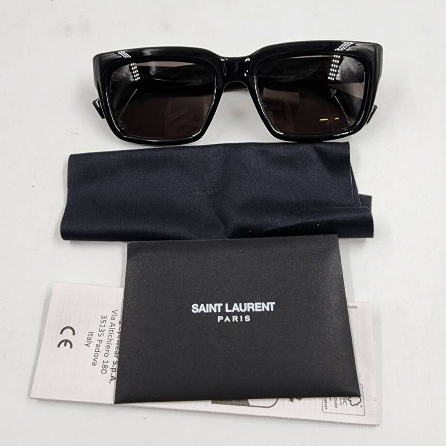 Saint Laurent Script Rectangular Sunglasses Unisex 55mm Black
