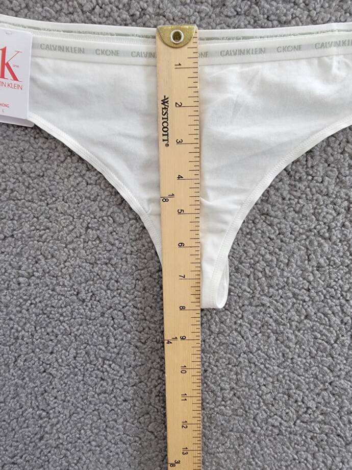 Calvin Klein CK One Singles Thong Underwear Women's L White Logo Elastic Waist