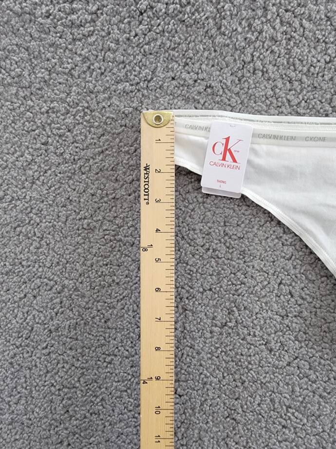 Calvin Klein CK One Singles Thong Underwear Women's L White Logo Elastic Waist