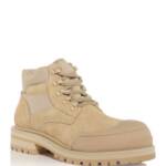 Marni Suede Patchy Combat Boots Men's 12 Beige Lace-Up Fastening