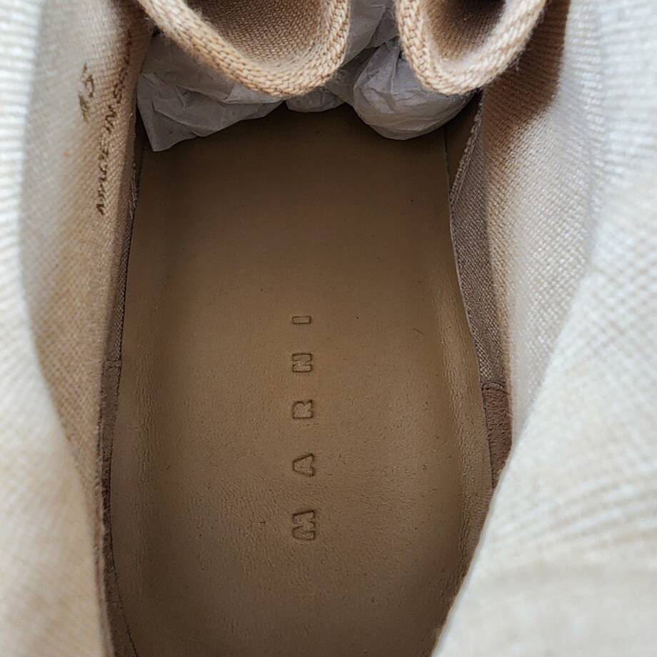 Marni Suede Patchy Combat Boots Men's 12 Beige Lace-Up Fastening