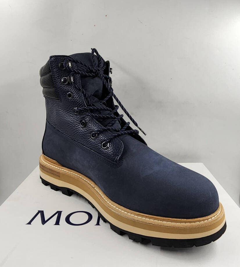 Moncler Peka Lace Up Hiking Boots Men's 13 Navy Padded Collar