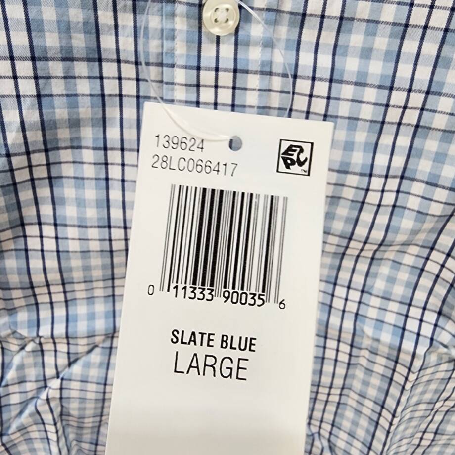 The Men's Store Classic Plaid Button Up Shirt Men's L Slate Blue Collared L/S