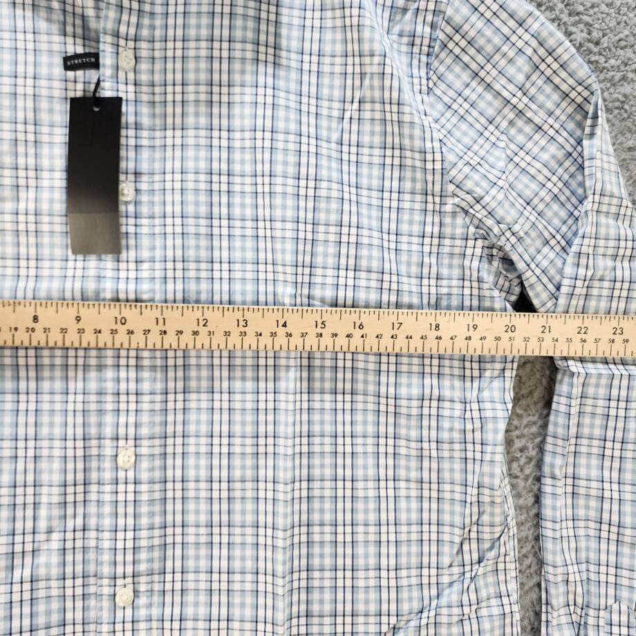 The Men's Store Classic Plaid Button Up Shirt Men's L Slate Blue Collared L/S