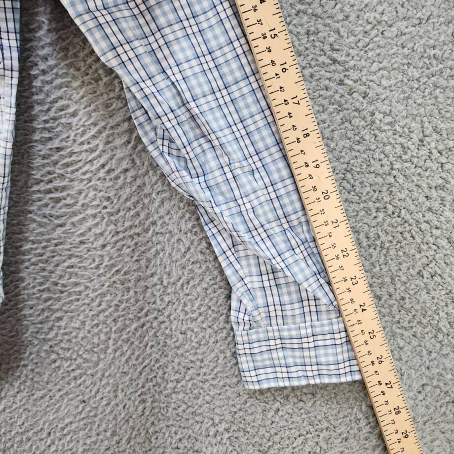 The Men's Store Classic Plaid Button Up Shirt Men's L Slate Blue Collared L/S