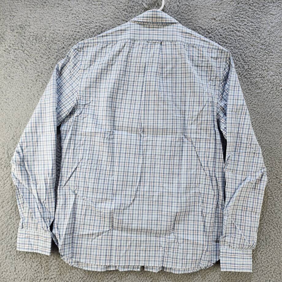 The Men's Store Classic Plaid Button Up Shirt Men's L Slate Blue Collared L/S