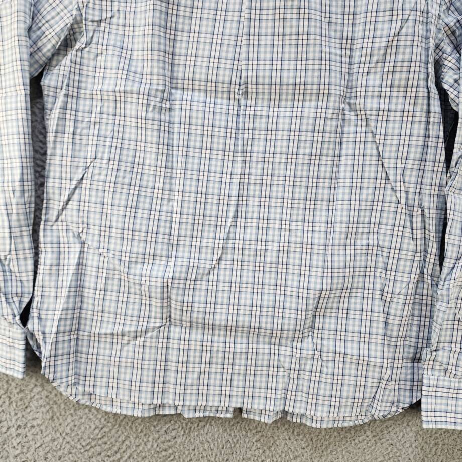 The Men's Store Classic Plaid Button Up Shirt Men's L Slate Blue Collared L/S