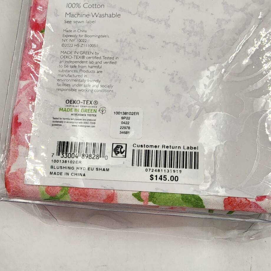 Sky Blushing Hydrangea Euro Pillow Sham 2-piece Unisex 26"L x 26"W Pink Multi~