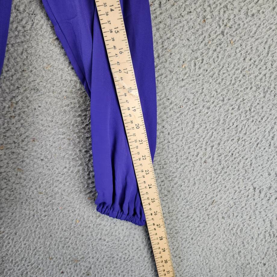 Lauren Ralph Lauren Ruched 1/4-Placket Top Womens XS Violet Amthyst Long Sleeve