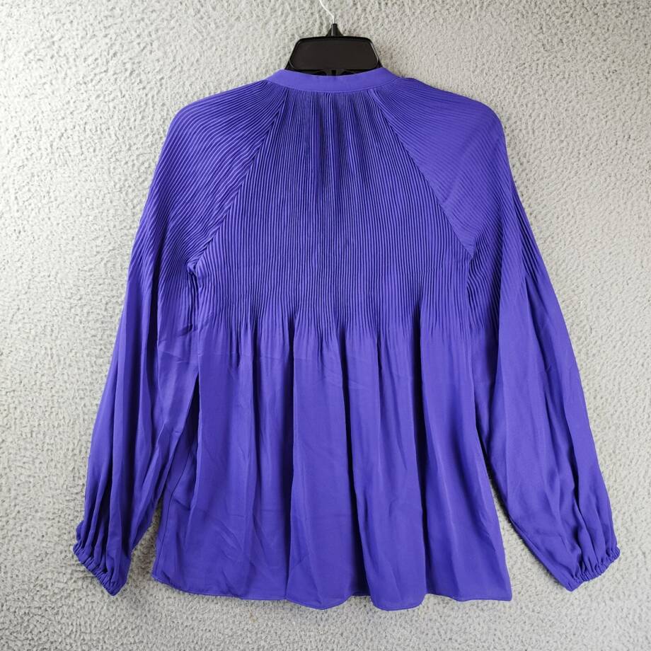 Lauren Ralph Lauren Ruched 1/4-Placket Top Womens XS Violet Amthyst Long Sleeve