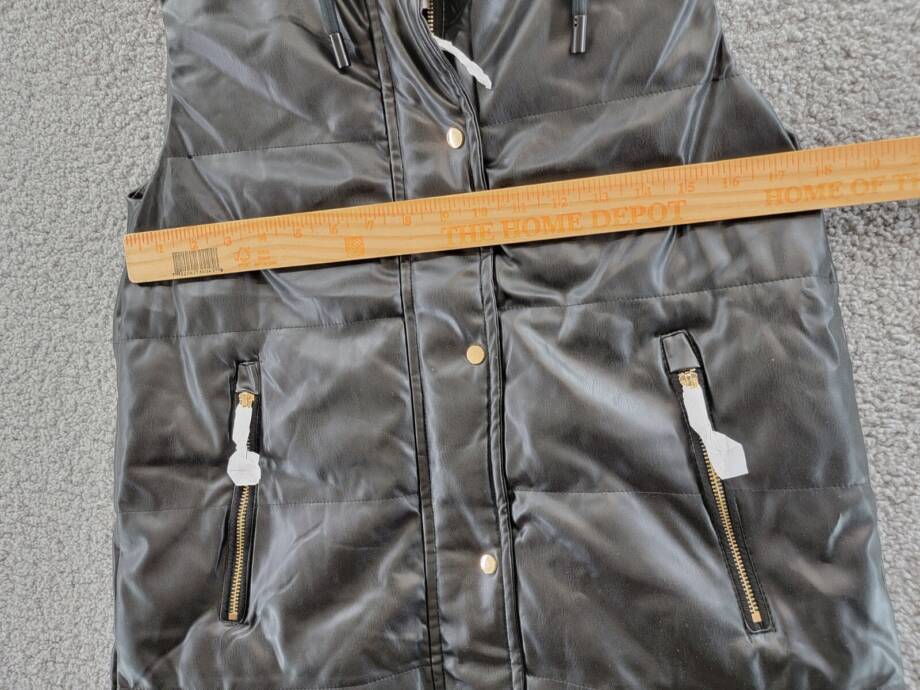 Love Token Long Puffer Vest Women's XS Black Solid Hooded Snap Zip Closure