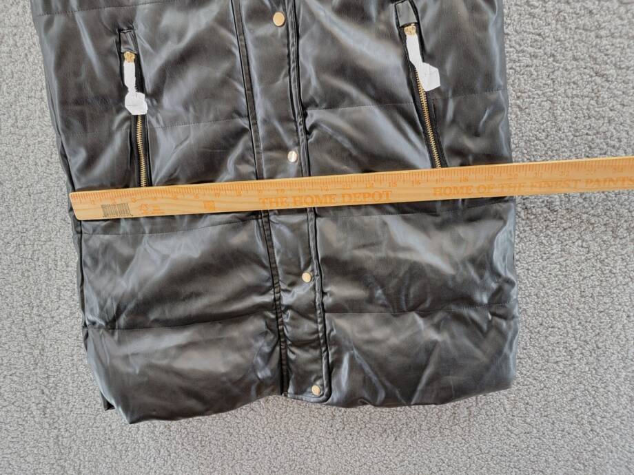 Love Token Long Puffer Vest Women's XS Black Solid Hooded Snap Zip Closure