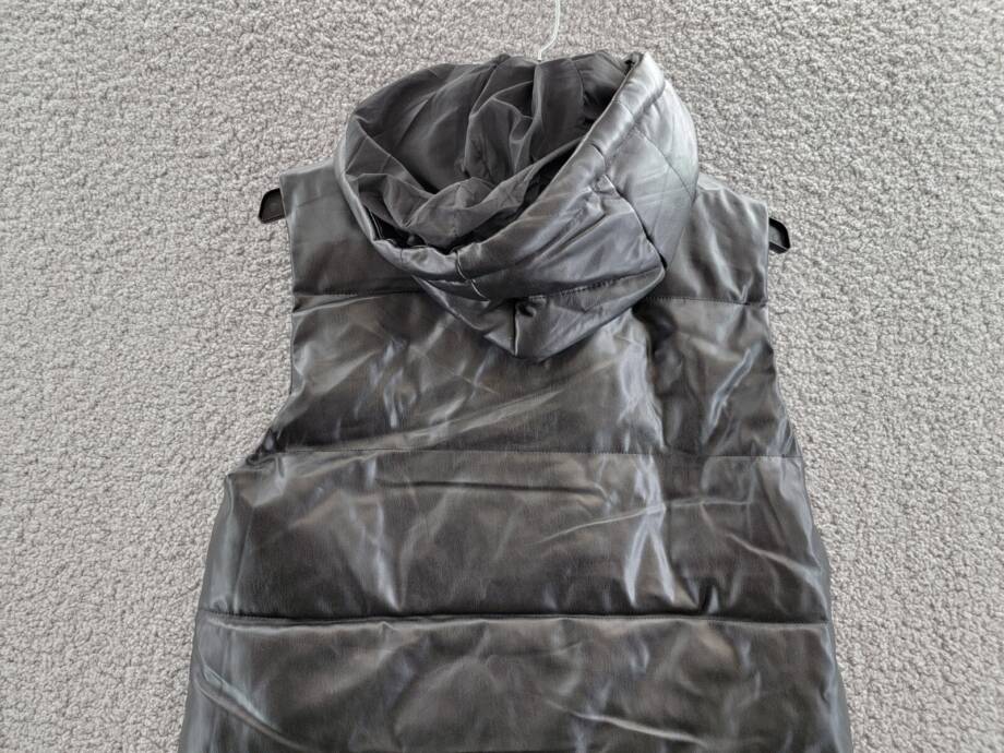 Love Token Long Puffer Vest Women's XS Black Solid Hooded Snap Zip Closure