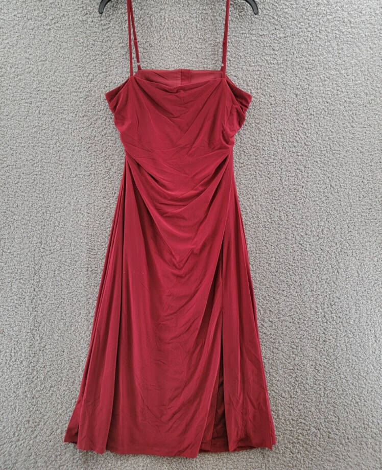 BCBGENERATION Sleeveless Open-Back Midi Dress Women's 12 Rhubarb Zip Closure