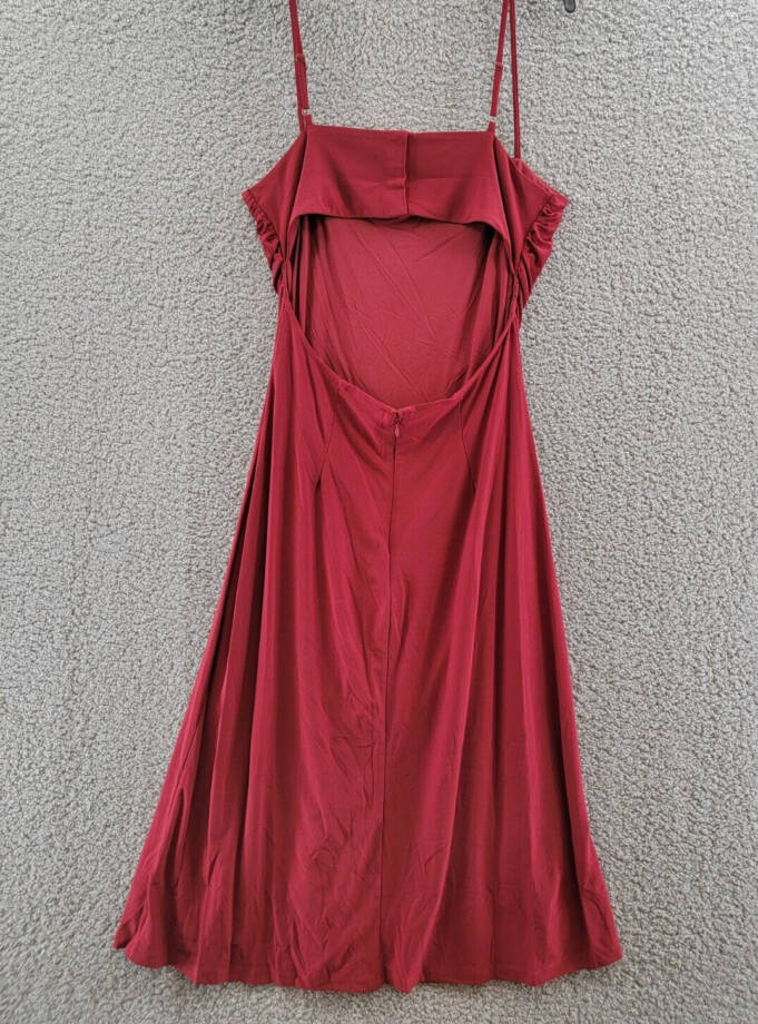BCBGENERATION Sleeveless Open-Back Midi Dress Women's 12 Rhubarb Zip Closure