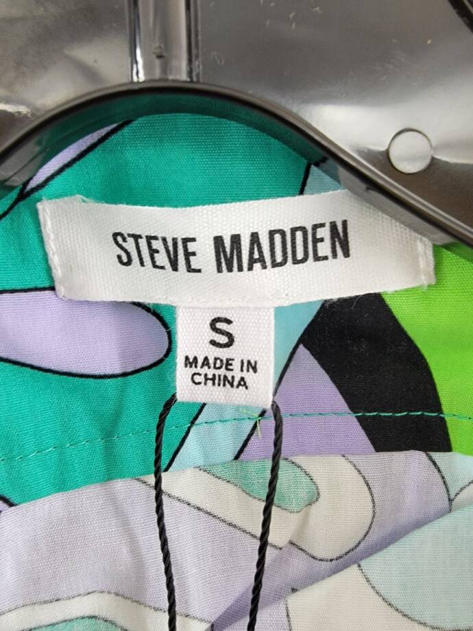 Steve Madden Amanda Cutout Dress Women's S Multicolor Deep V-Neck Cap Sleeve